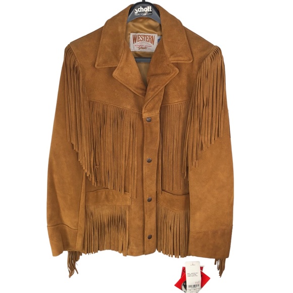 🆕 Western by Schott NYC 1970's Vintage Suede Leather Fringe Blazer Coat - Picture 3 of 11